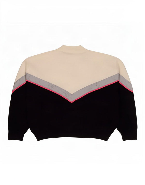Zara Womens Crew Neck Jumper Sweater UK 12 Medium Black Colourblock