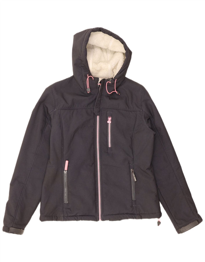 SUPERDRY Damen Windtrekker Hooded Windjacke UK 14 Large Grau