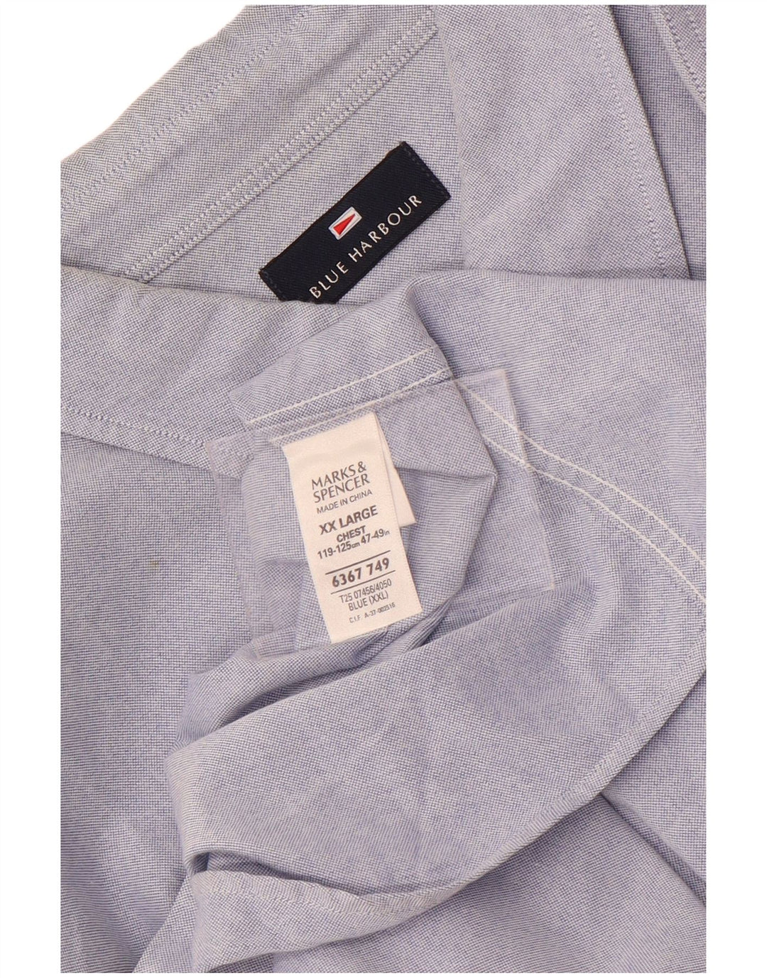 Marks & Spencer Herren Kurzarmhemd 2XL Blau Baumwolle