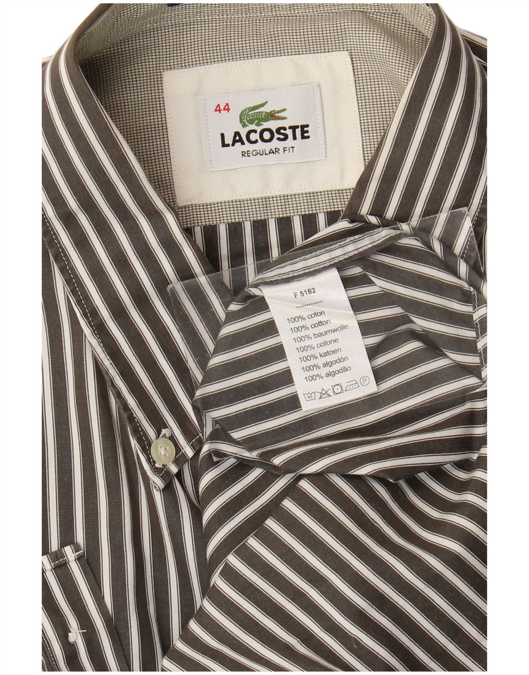 Lacoste Herren-Hemd mit normaler Passform, Größe 44, XL, graue Nadelstreifen-Baumwolle