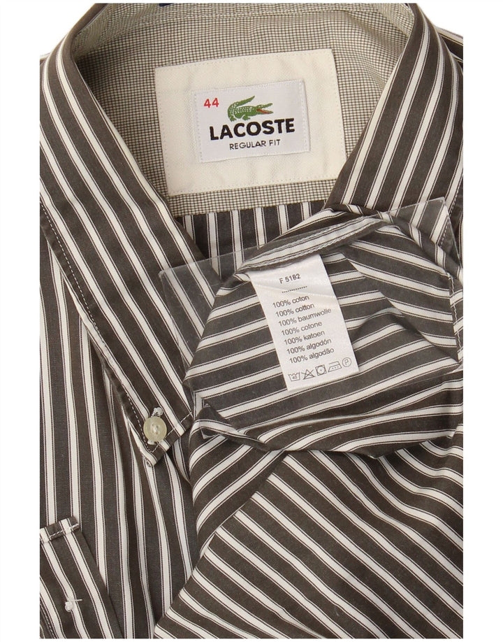 Lacoste Herren-Hemd mit normaler Passform, Größe 44, XL, graue Nadelstreifen-Baumwolle
