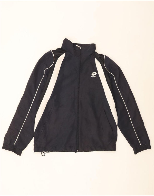 Lotto Herren-Trainingsanzug-Top-Jacke, großes schwarzes Farbblock-Polyester