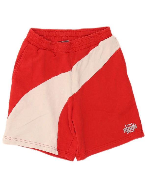 Puma Sportshorts für Jungen, 13–14 Jahre, rote Farbblock-Baumwolle