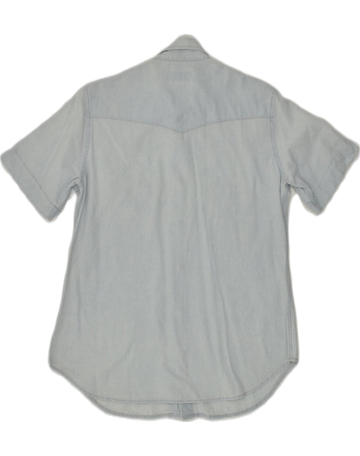 TRUSSARDI Mens Short Sleeve Shirt Small Beige Cotton | Vintage Trussardi | Thrift | Second-Hand Trussardi | Used Clothing | Messina Hembry 