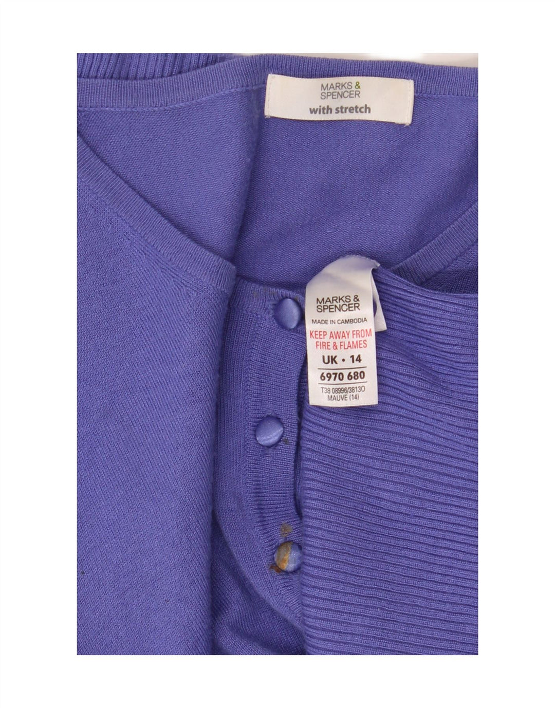 Marks & Spencer Damen Crop Cardigan Pullover UK 14 Mittellila Viskose