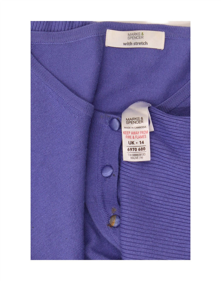 Marks & Spencer Damen Crop Cardigan Pullover UK 14 Mittellila Viskose