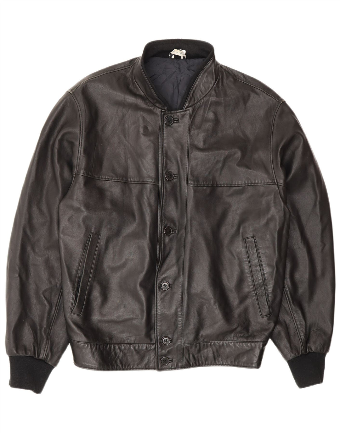 Vintage Herren Lederjacke IT 48 Mittelschwarzes Leder