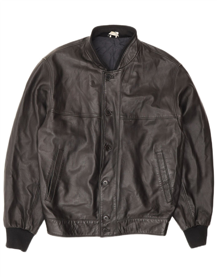 Vintage Herren Lederjacke IT 48 Mittelschwarzes Leder