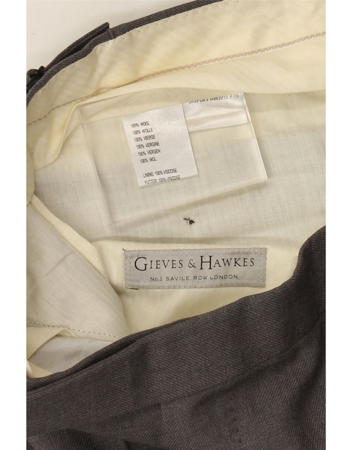 GIEVES & HAWKES Gerade Herren-Anzughose W32 L30 Graue Wolle
