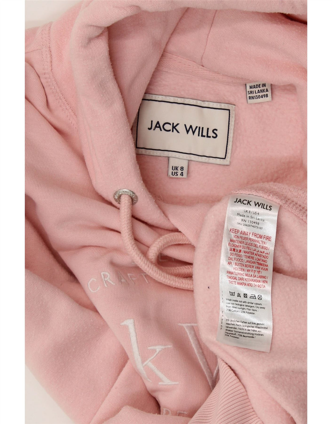 JACK WILLS Damen-Kapuzenpullover mit Grafik, übergroß, Gr. 8, Rosa, Baumwolle