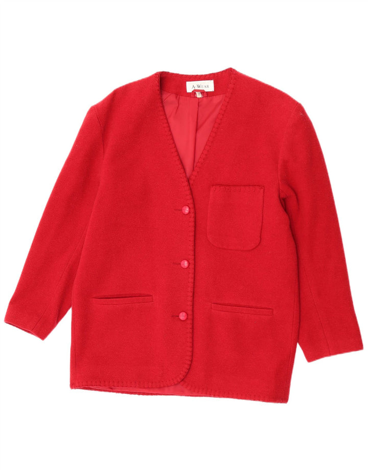 A.Wear Damen-Blazerjacke mit 3 Knöpfen, UK 12, mittelrote Wolle