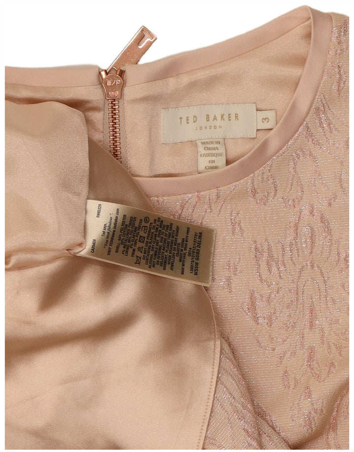TED BAKER Womens Sleeveless A-Line Dress Size 3 Medium Beige Paisley