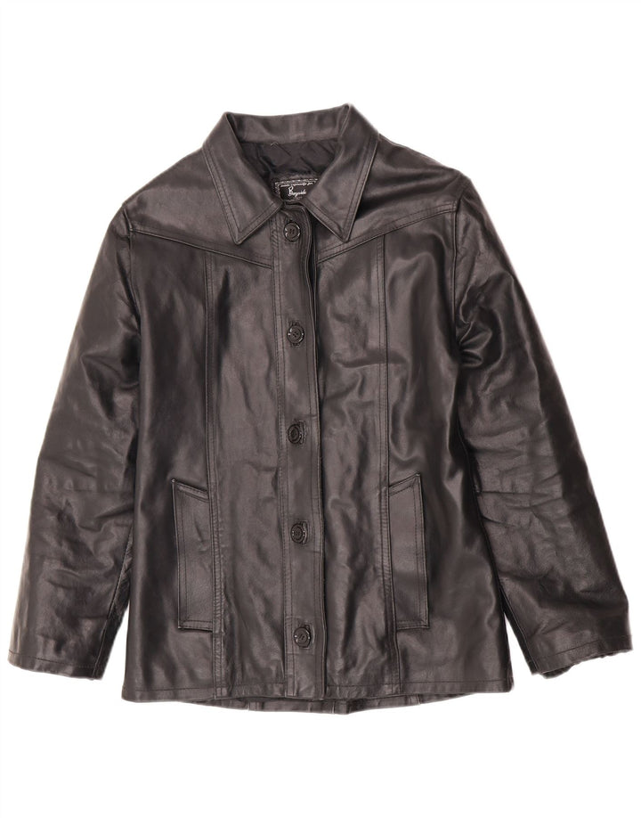 Bayside Damen Lederjacke UK 10 Small Schwarz