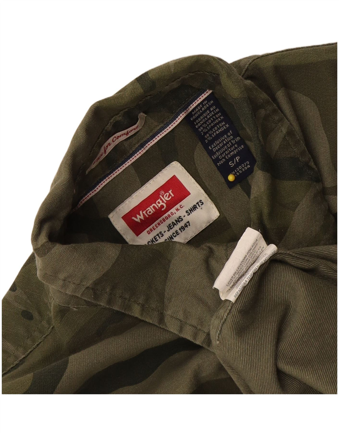 Wrangler Herrenhemd, klein, Khaki, Camouflage, Baumwolle