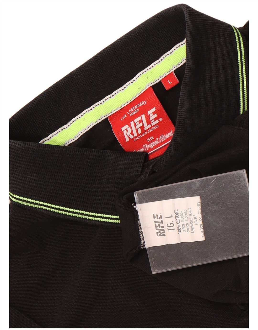 Rifle Herren-Poloshirt, groß, aus schwarzer Baumwolle