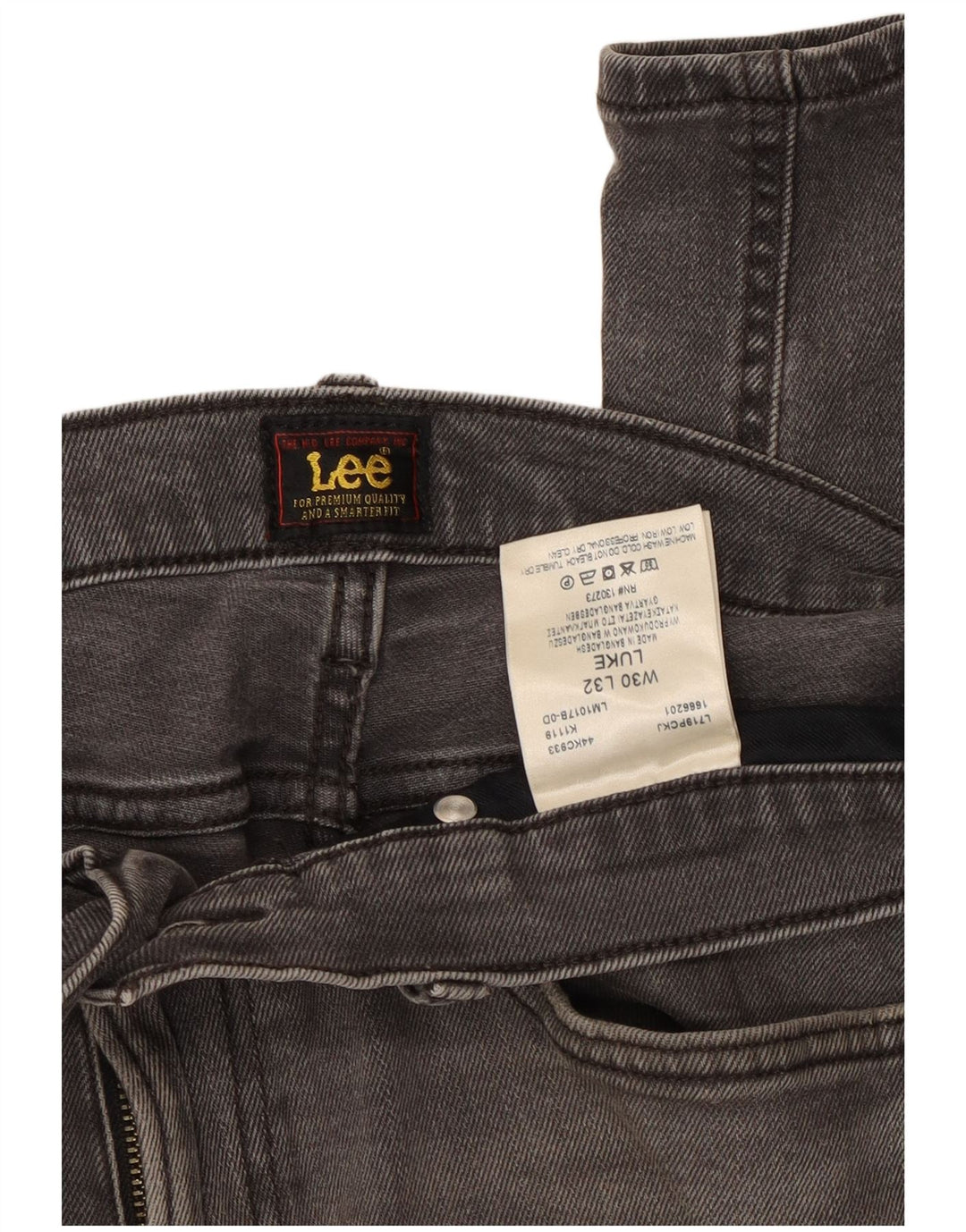 Lee Herren Luke Slim Jeans W30 L32 Graue Baumwolle