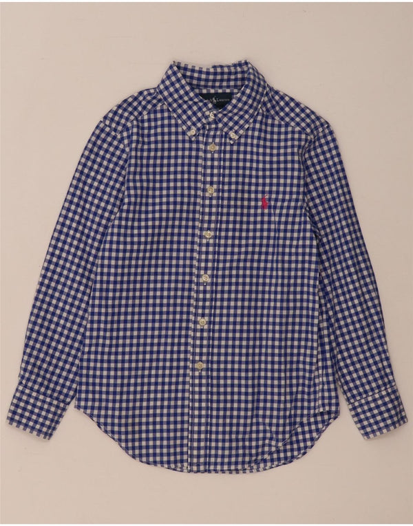 Ralph Lauren Boys Shirt 7-8 Years Small Blue Gingham Cotton