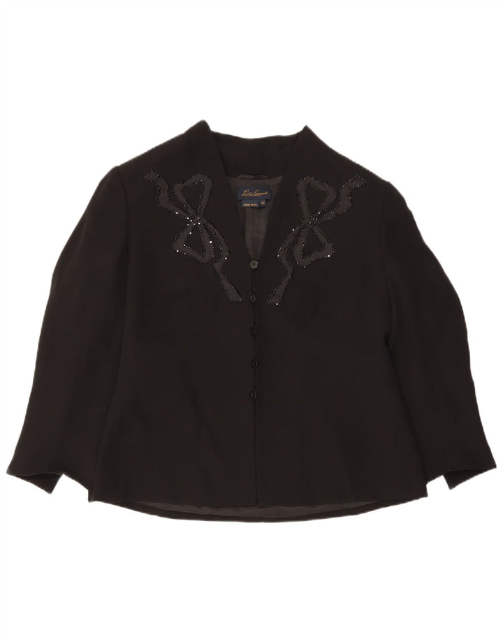 Luisa Spagnoli Damen Strickjacke Top IT 48 XL Schwarze Seide