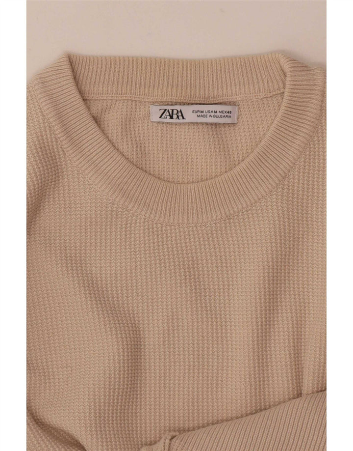 Zara Herren-Pullover mit Rundhalsausschnitt, Mittelbeige