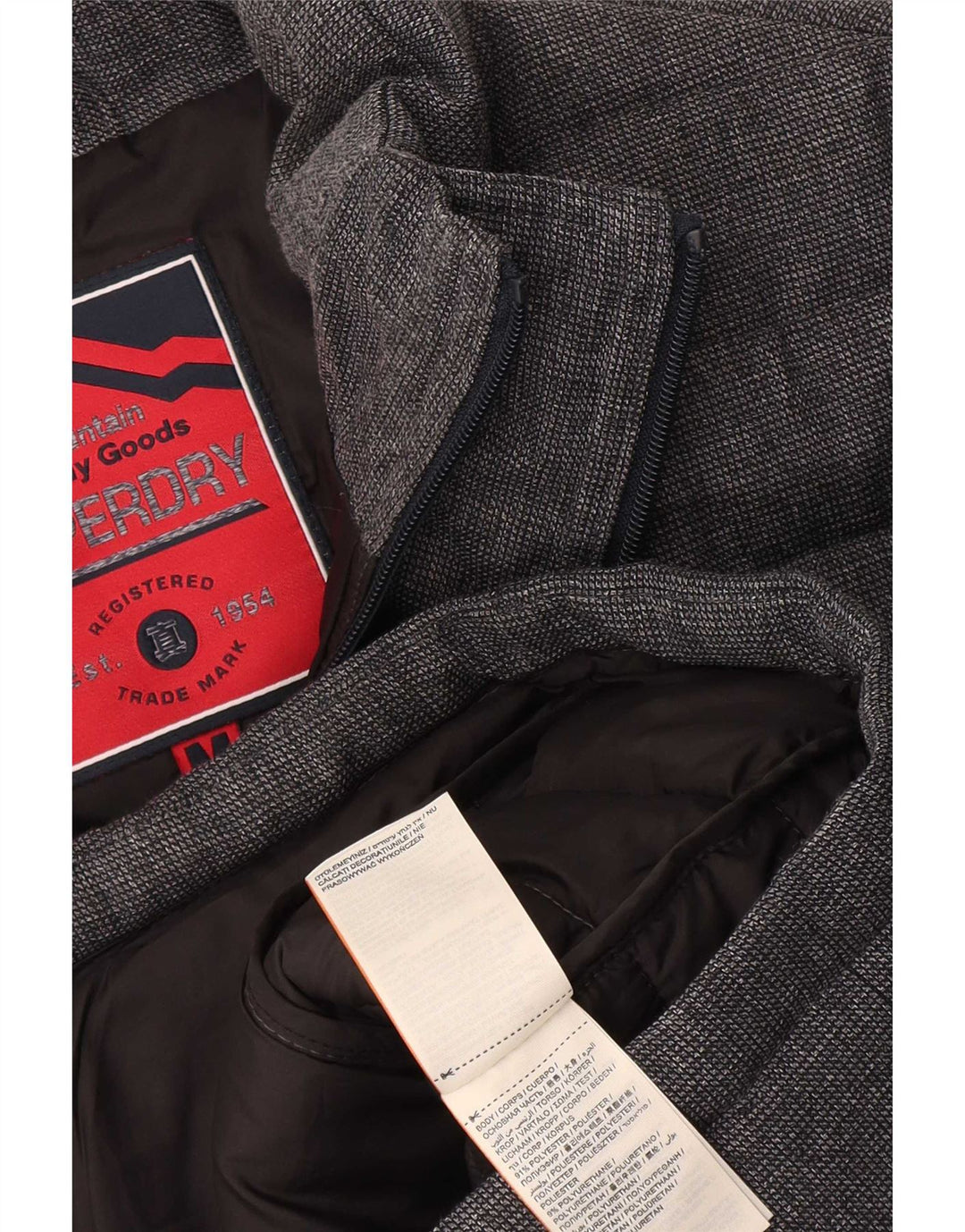 Superdry Herren Wattierte Jacke UK 38 Mittelgraues Polyester