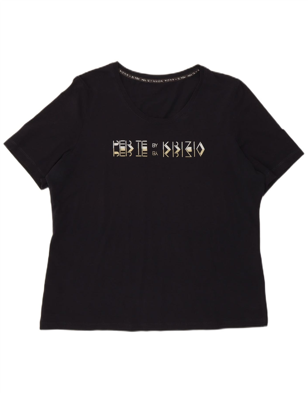 Perte by Krizia Damen-T-Shirt mit regulärer Grafik, Größe UK 12, mittelblau