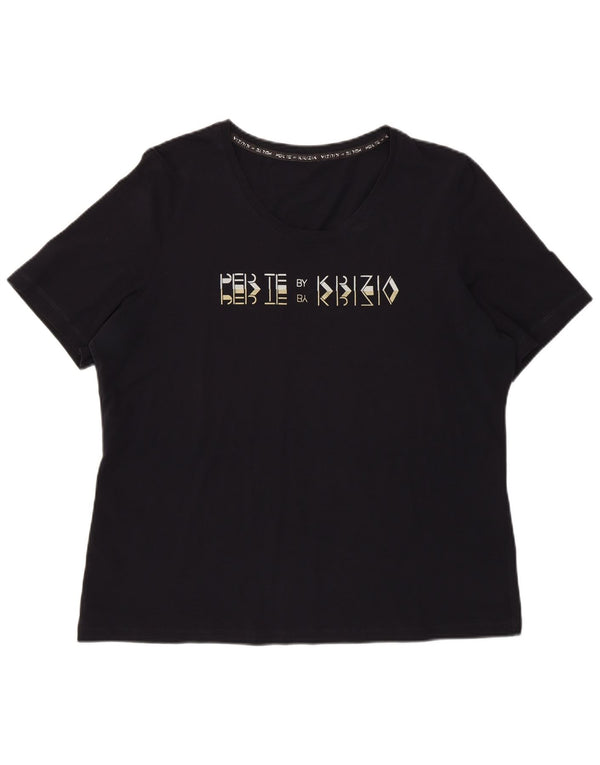 Perte by Krizia Damen-T-Shirt mit regulärer Grafik, Größe UK 12, mittelblau