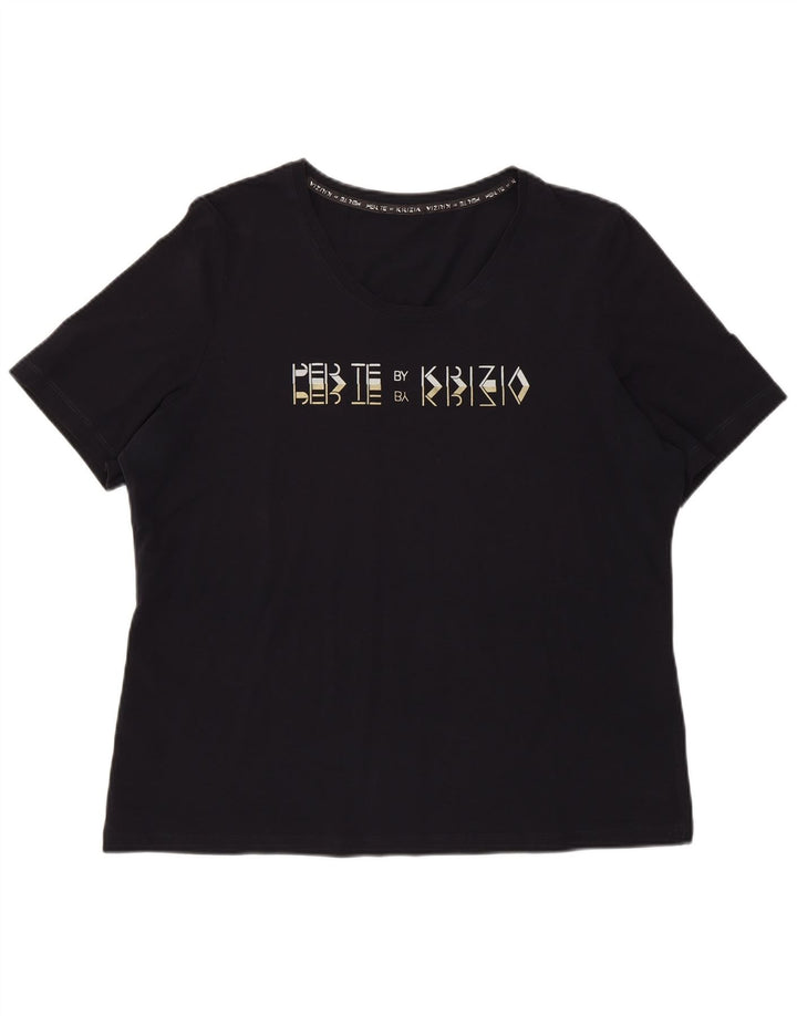 Perte by Krizia Damen-T-Shirt mit regulärer Grafik, Größe UK 12, mittelblau
