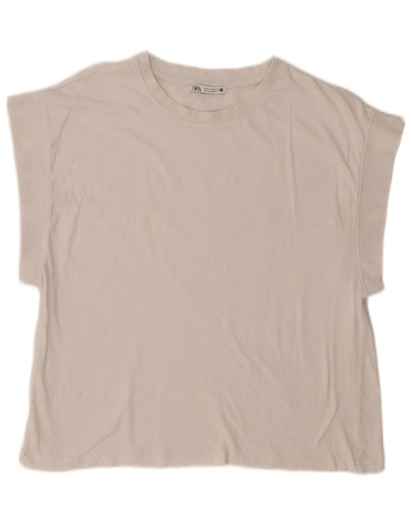 Zara Damen T-Shirt Top UK 14 Medium Weiß