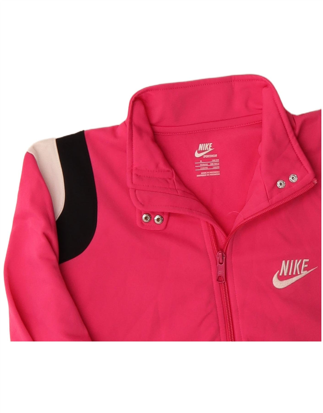 NIKE Damen-Trainingsanzug-Top-Jacke UK 12 Mittelrosa Colourblock-Polyester