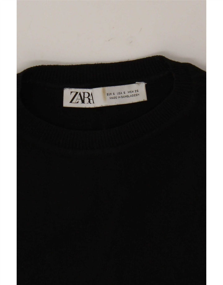 Zara Damen Crop Vest Tank Top UK 8 Small Schwarz