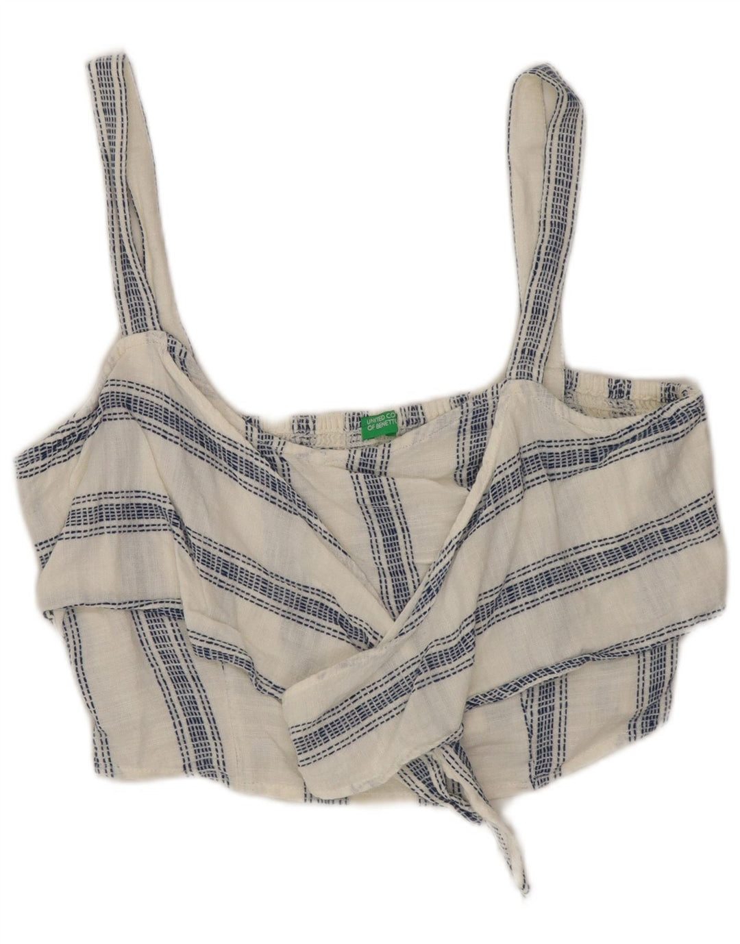 Benetton Damen Korsett-Oberteil UK 12 Mittelweiß gestreift aus Baumwolle