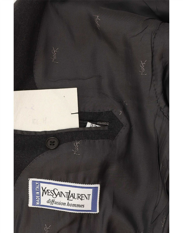 Yves Saint Laurent Herren 2-Knopf-Blazerjacke IT 56 3XL Graue Wolle Klassisch
