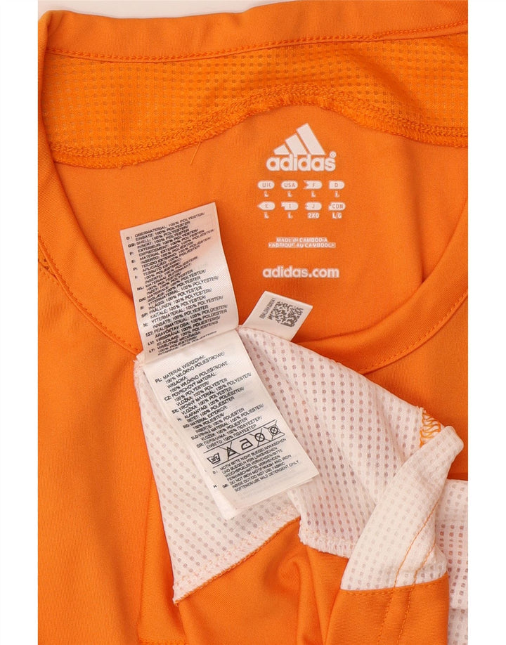 ADIDAS Herren Climacool T-Shirt Top Large Orange Colourblock Polyester