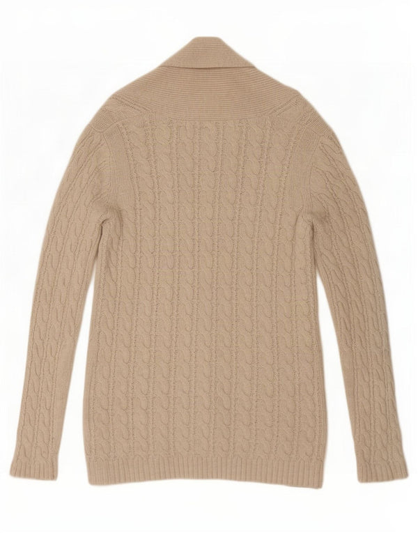 Zara Damen-Cardigan-Pullover UK 16 Large Beige Baumwolle