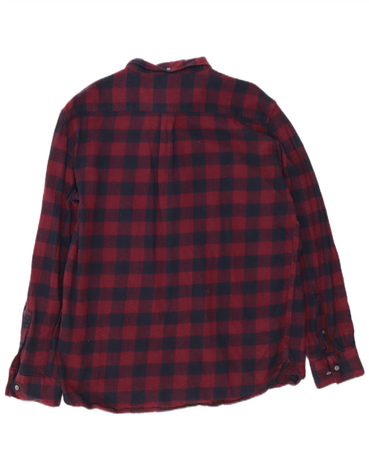 French Connection Herren-Flanellhemd, 2XL, Burgunderrot, Gingham-Baumwolle