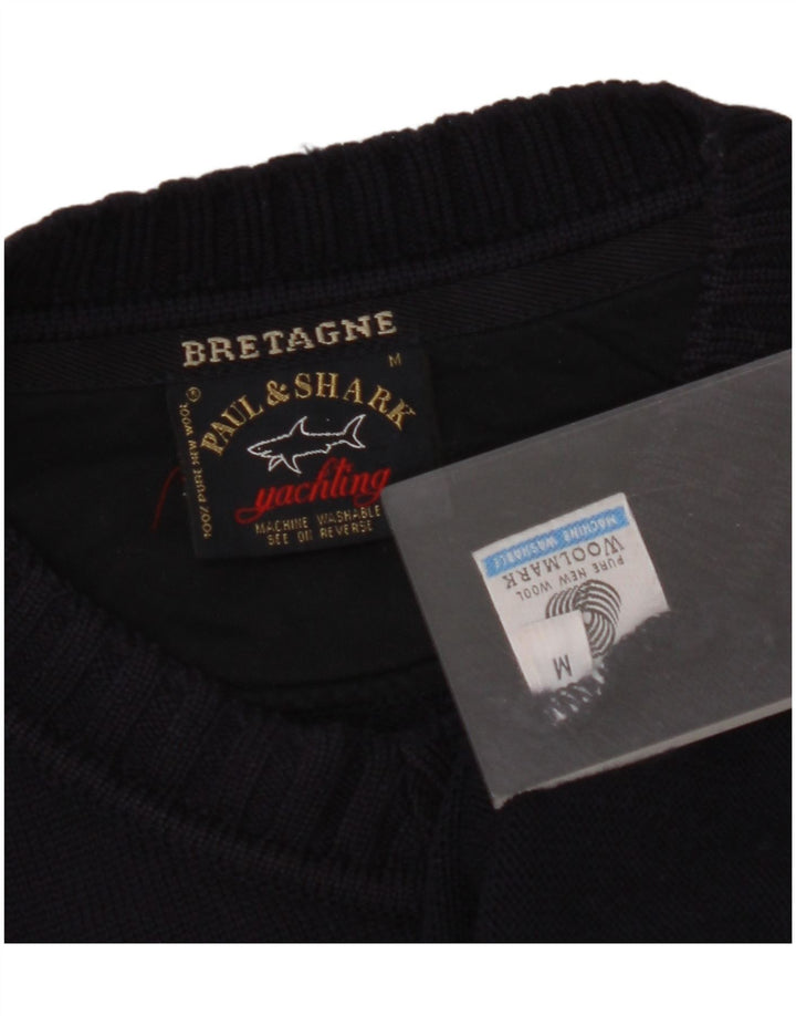 PAUL & SHARK Herren-Pullover mit V-Ausschnitt, mittlerer marineblauer Schurwolle