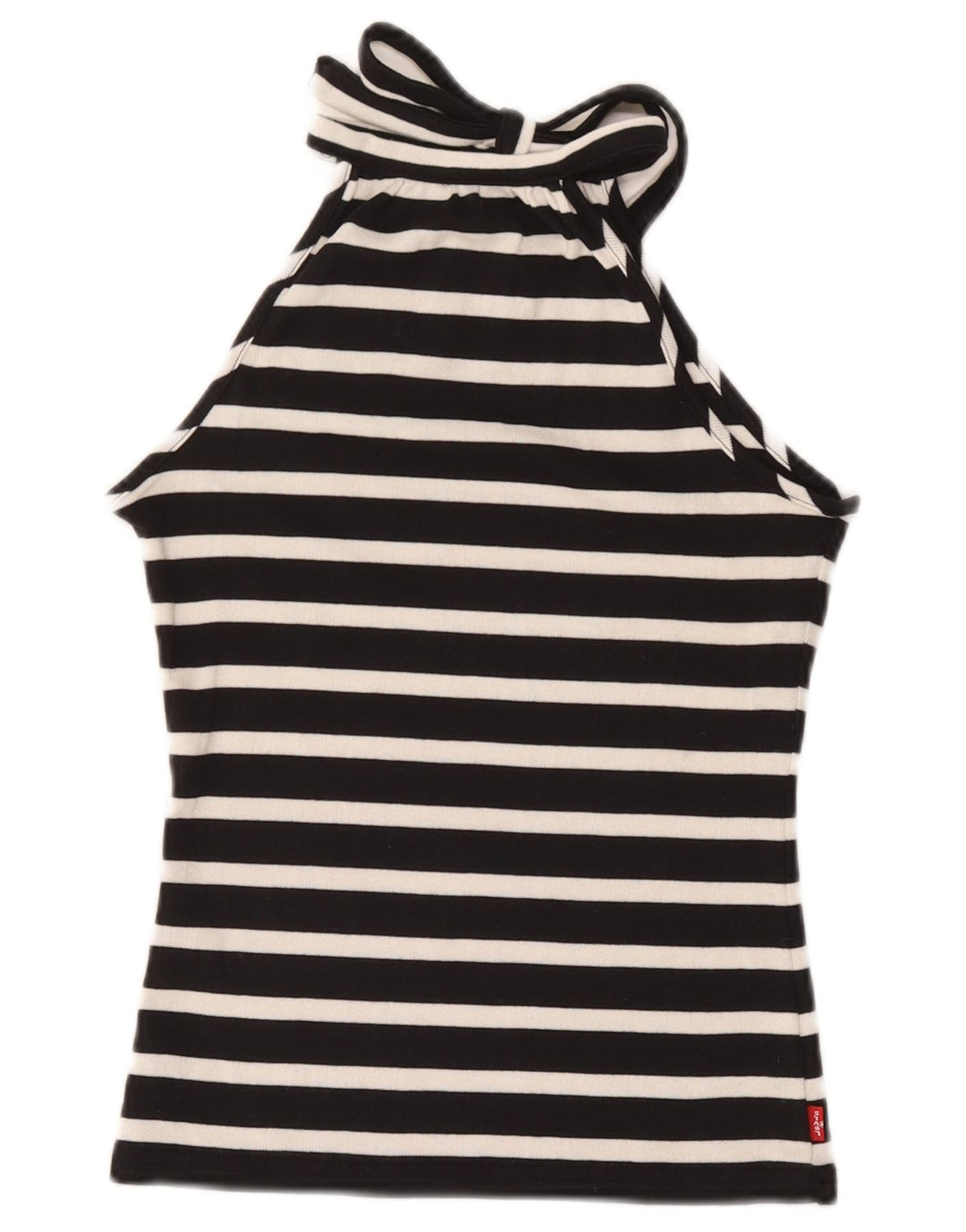 Levi's Damen Crop Neckholder Top UK 8 Small Schwarz gestreift Baumwolle