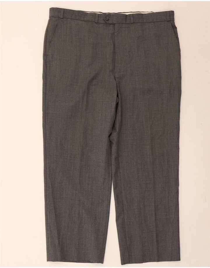 Gerade Herren-Anzughose von Marks & Spencer, W42, L29, grau gestreift, Polyester