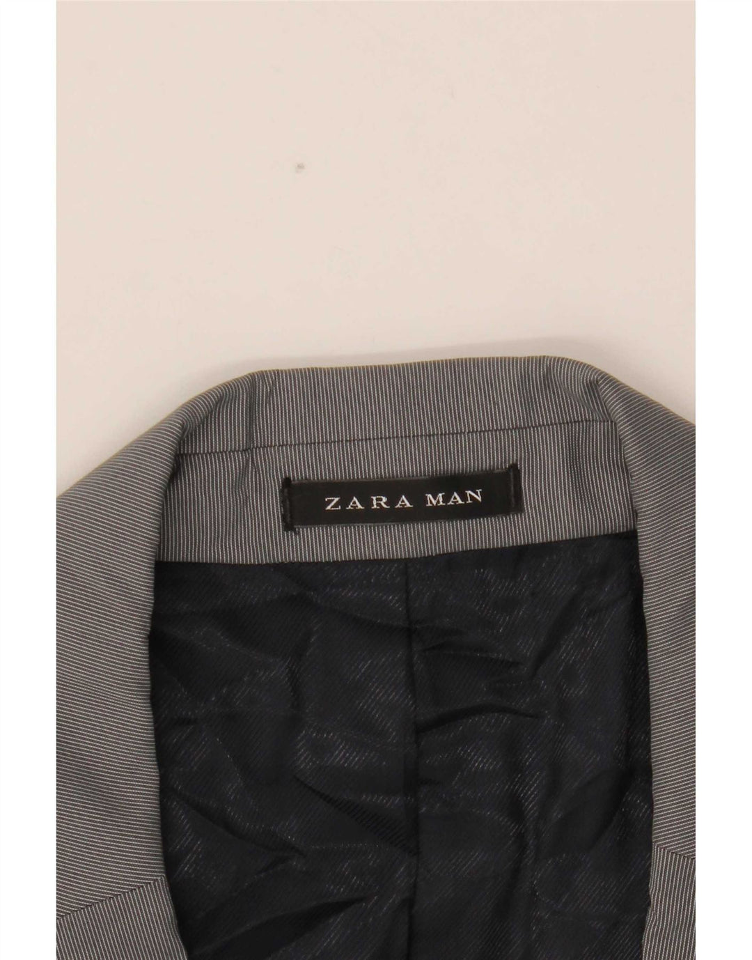Zara Herren-Blazer mit 2 Knöpfen, EU 54, XL, graues Nadelstreifen-Polyester