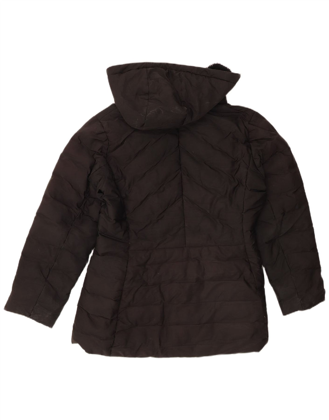 Zara Damen Wattierte Jacke mit Kapuze UK 20 2XL Schwarz Polyester