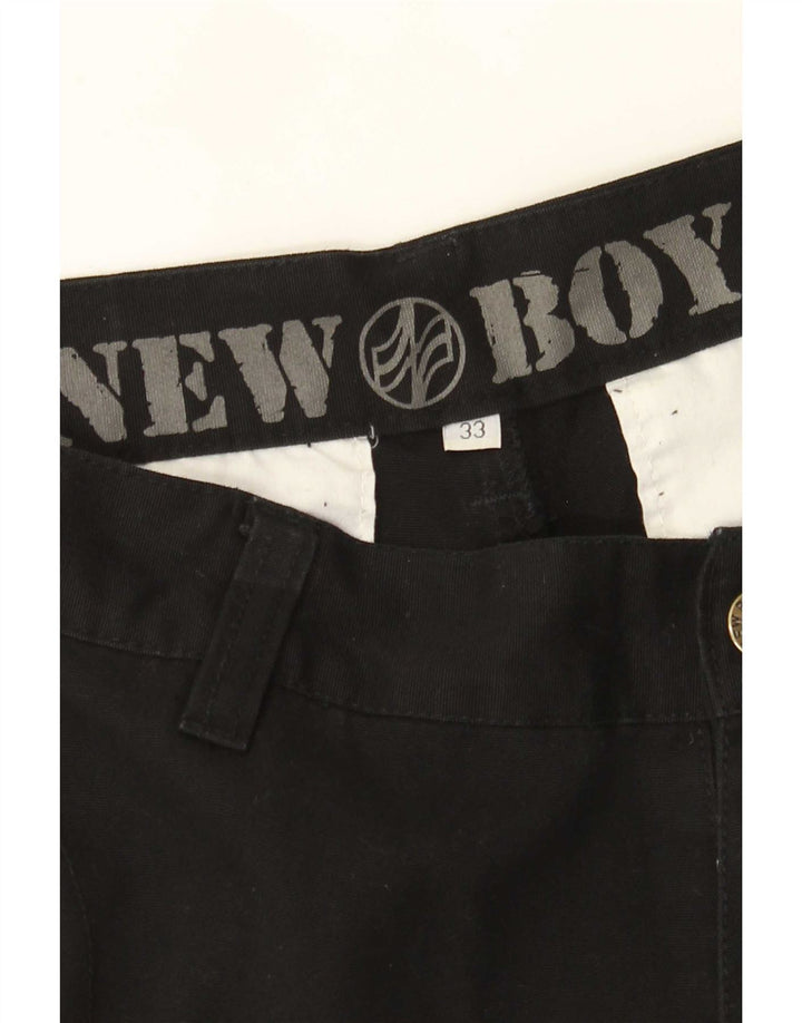 Vintage Herren Straight Cargo Hose W33 L33 Schwarz