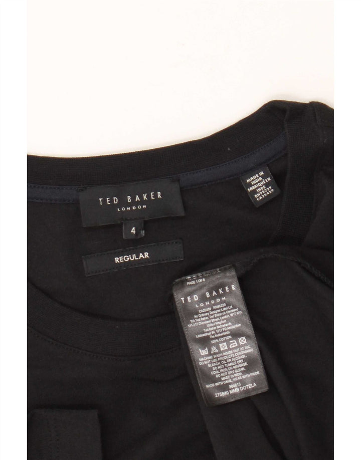 Ted Baker Herren-T-Shirt mit normaler Passform, Größe 4, groß, schwarze Baumwolle