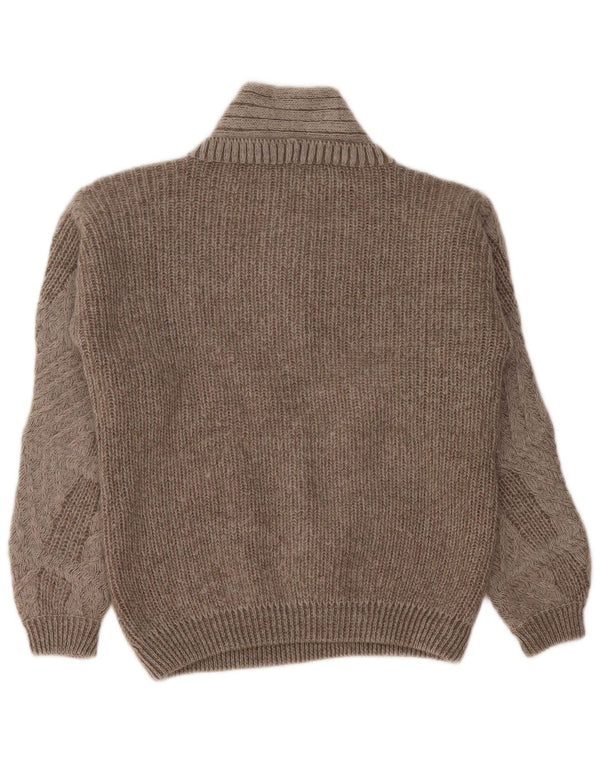 Vintage Damen V-Ausschnitt Pullover Pullover UK 14 Mittelgrau Geometrisch