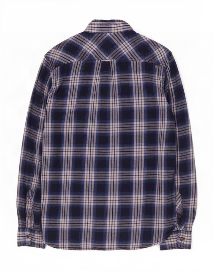 Superdry Herren-Flanellhemd mit Karomuster, normaler Passform, Mittelblau kariert