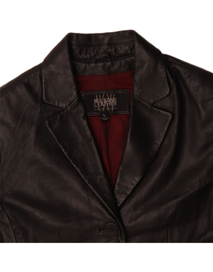 WILSONS Womens 2 Button Leather Blazer Jacket UK 16 Large Black Leather Vintage Wilsons and Second-Hand Wilsons from Messina Hembry 
