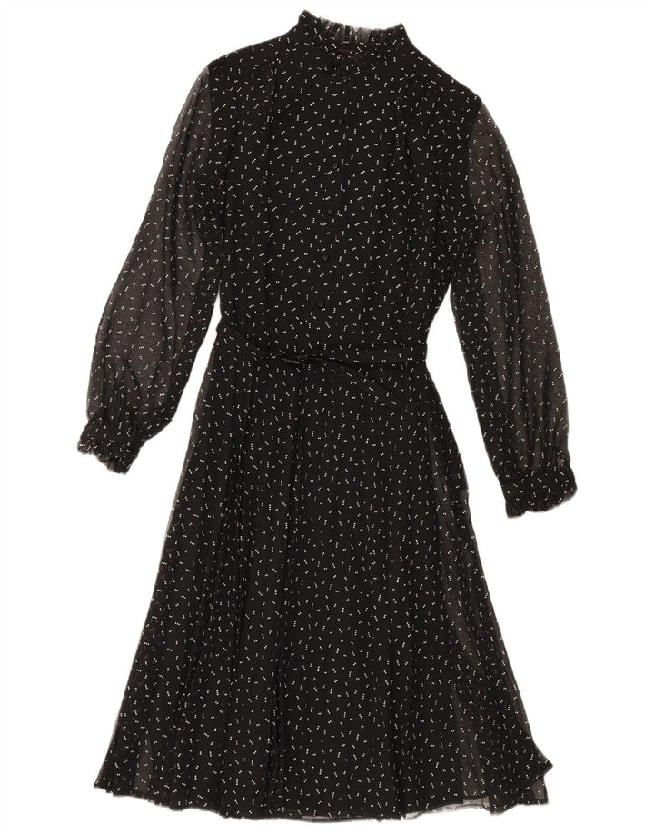 MARKWALD Damen-Maxikleid mit langen Ärmeln, EU 36, klein, schwarz geflecktes Polyester