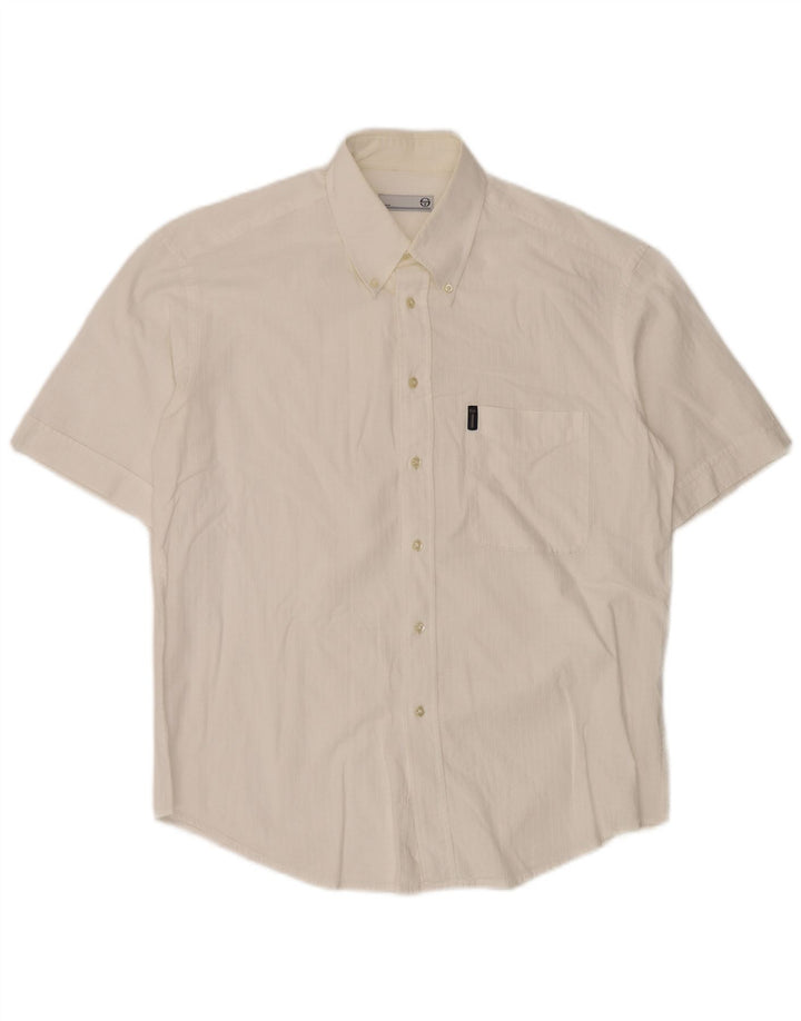 Sergio Tacchini Herrenhemd, groß, weiße Baumwolle, klassisch