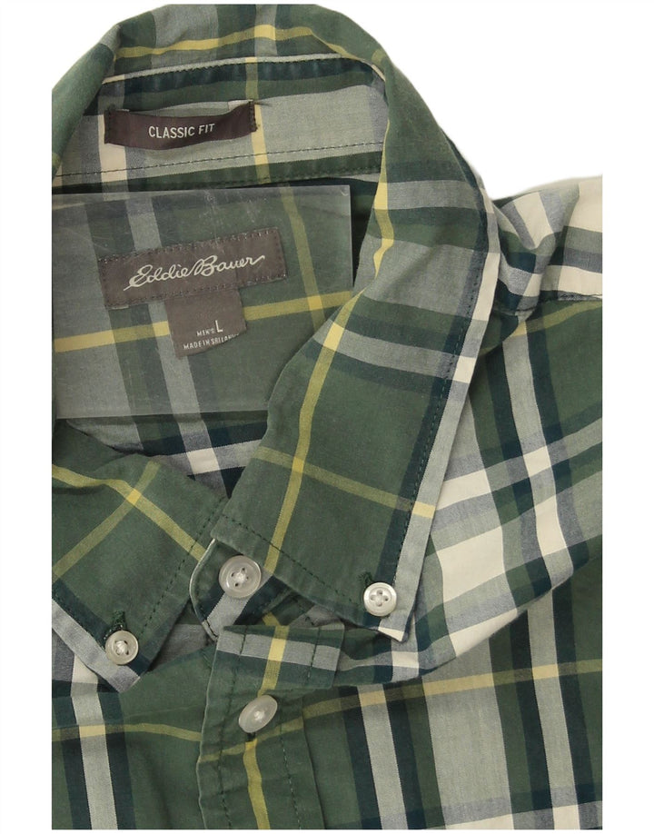 Eddie Bauer Herren-Hemd mit klassischer Passform, groß, grün kariert, Baumwolle