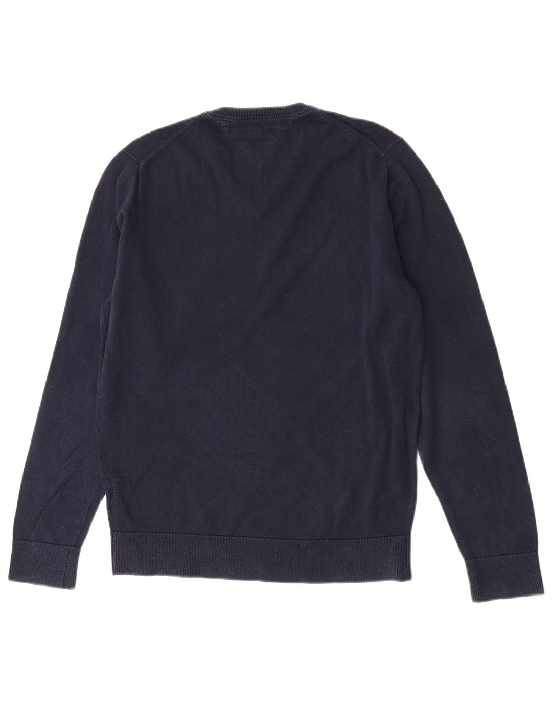 Tommy Hilfiger Herren-Pullover mit V-Ausschnitt, mittelmarineblaue Baumwolle