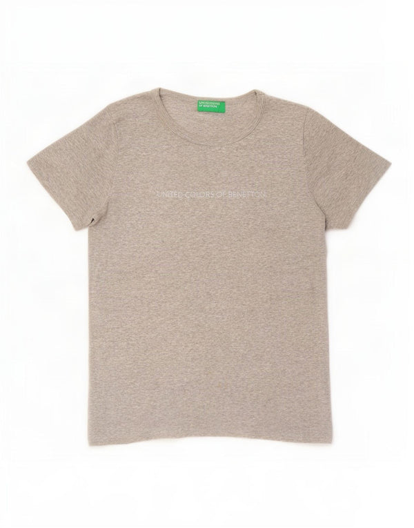 Benetton Womens Graphic T-Shirt Top UK 12 Mittelgrau gefleckte Baumwolle